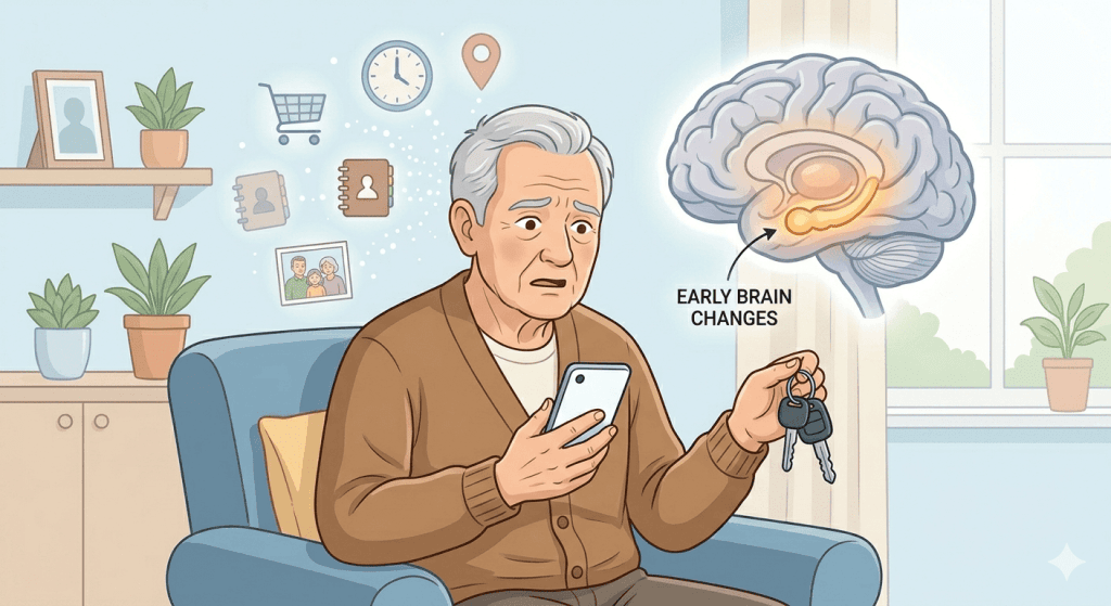 Early stage life expectancy and stages of alzheimers showing mild memory loss and confusion